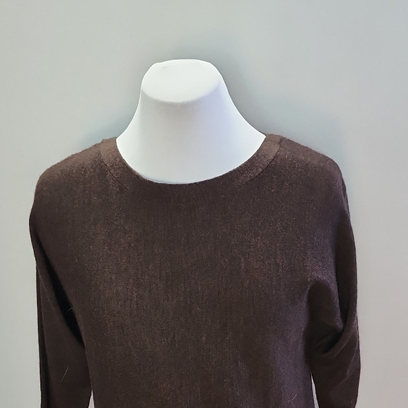 MAX STUDIO Chocolate brown 100% Extra fine Merino wool sweater - Picture 3 of 9